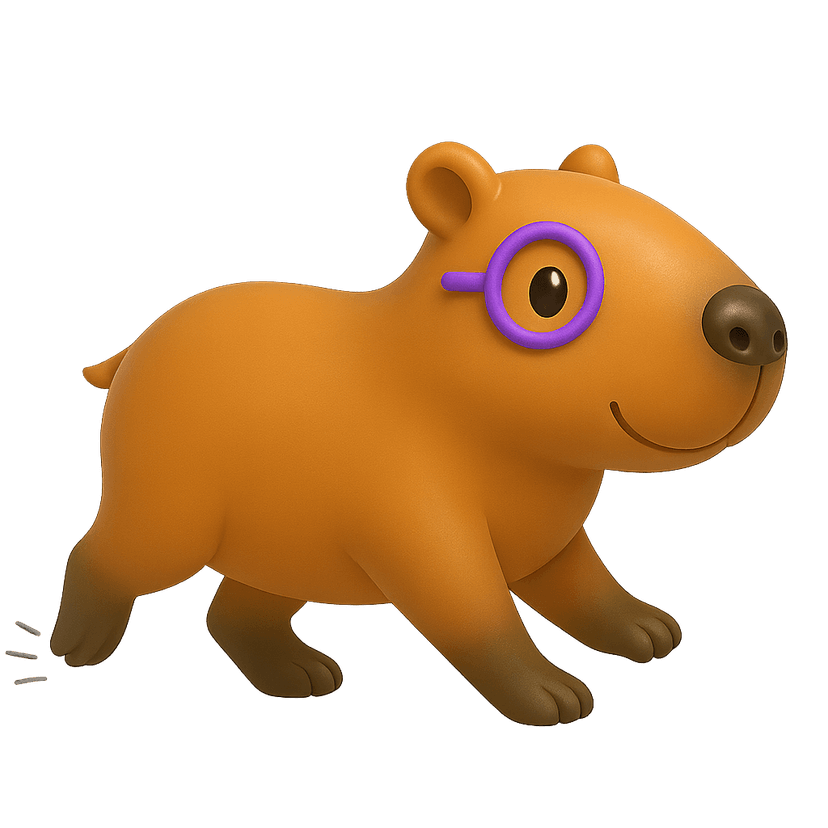 Running capybara mascot